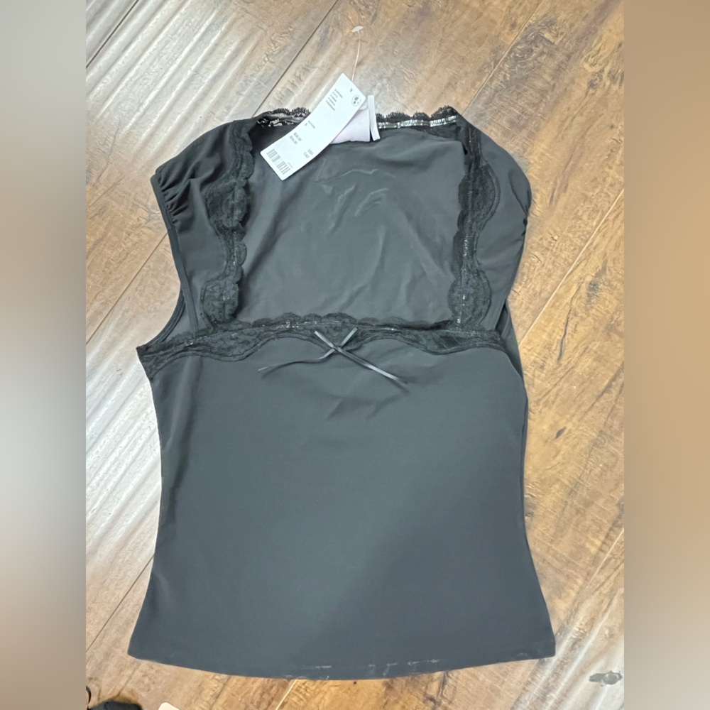 Urban Outfitters Mesh tank top with lace trim